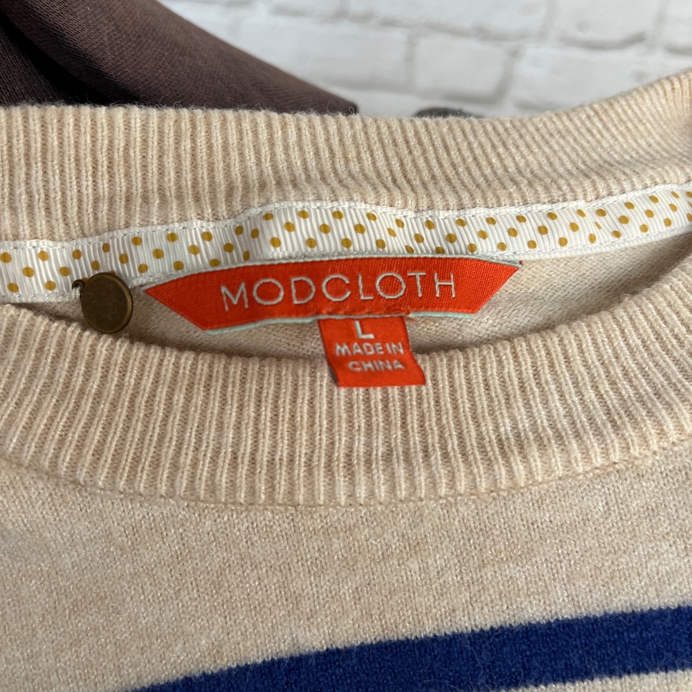 Modcloth Cream Striped Sweater - Picture 6 of 7